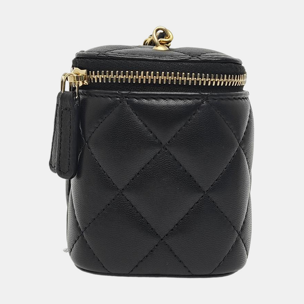 VANITY CASE Mini Quilted Lambskin Black