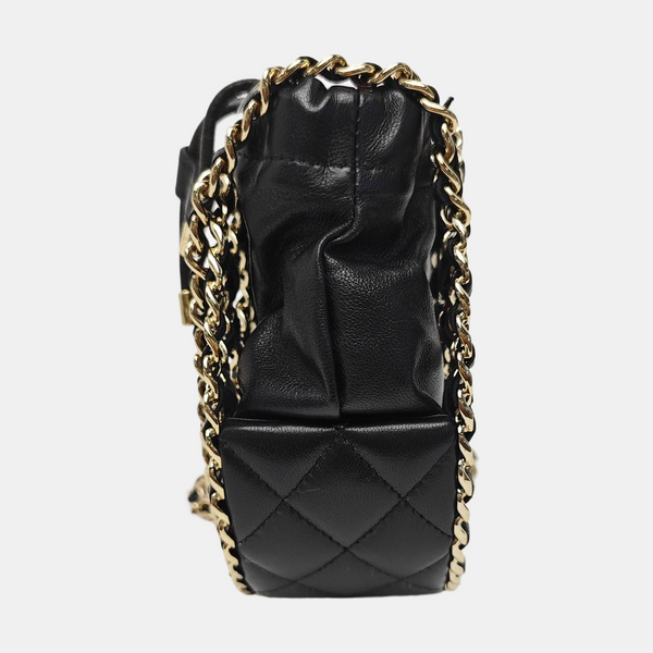 ROUND Quilted Lambskin Black