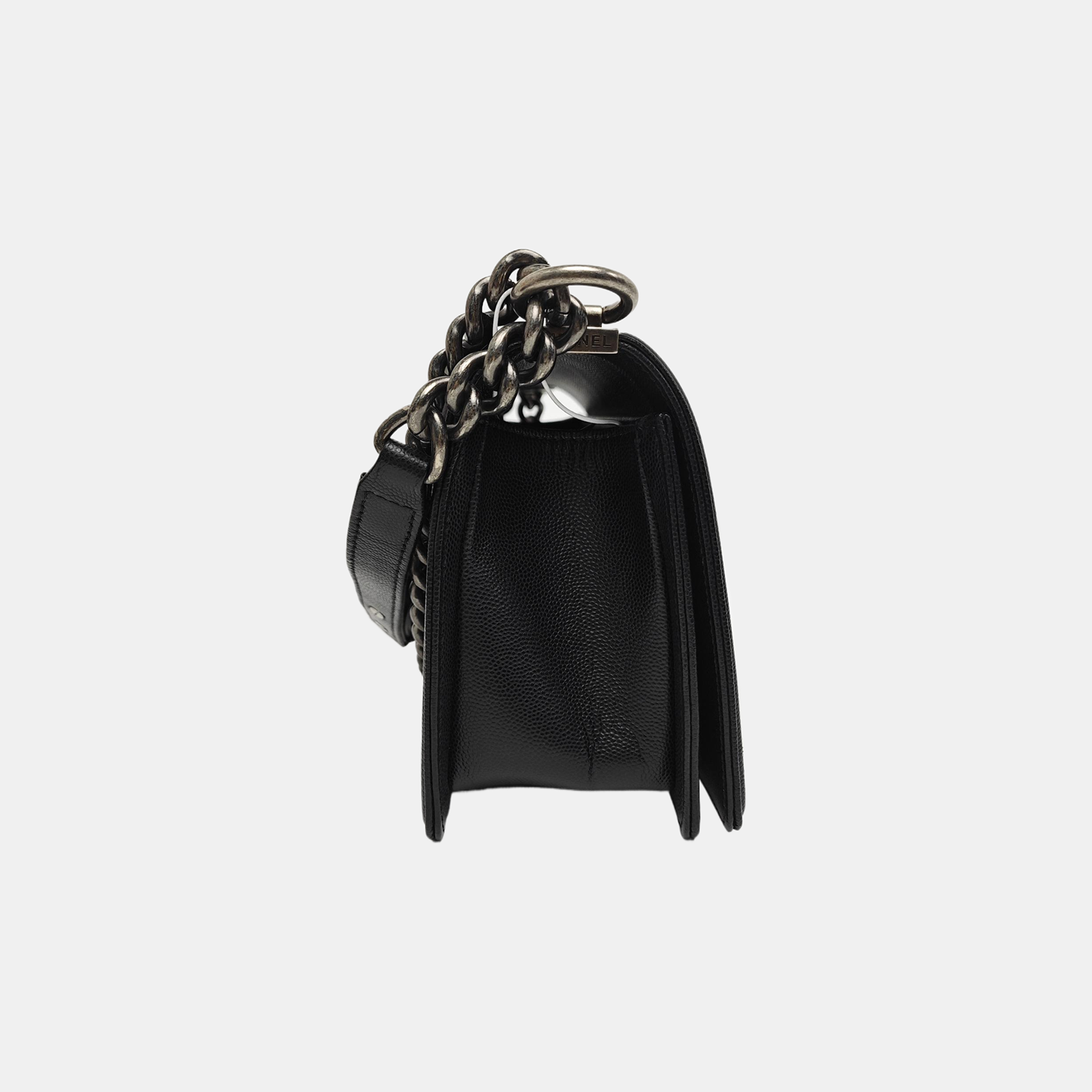 BOY CHANEL Medium Quilted Grained Calfskin Black