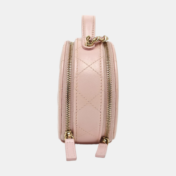 ROUND Quilted Lambskin Pink