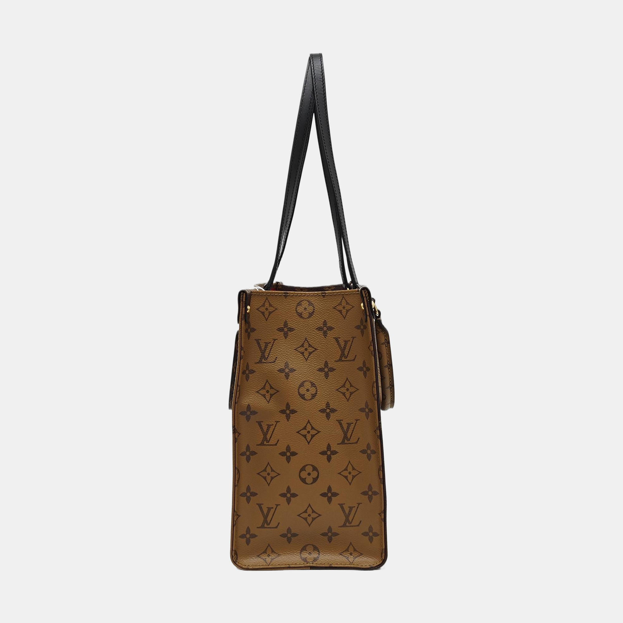 Authenticated pre-owned  ONTHEGO MM Monogram Coated Canvas Brown - Tote Bag at Looply