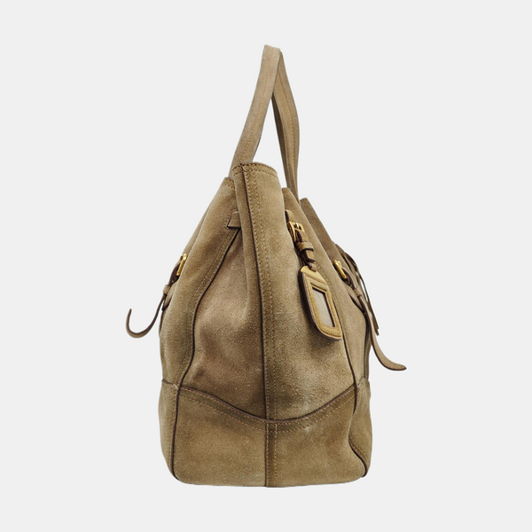Suede Tote Bag Gray