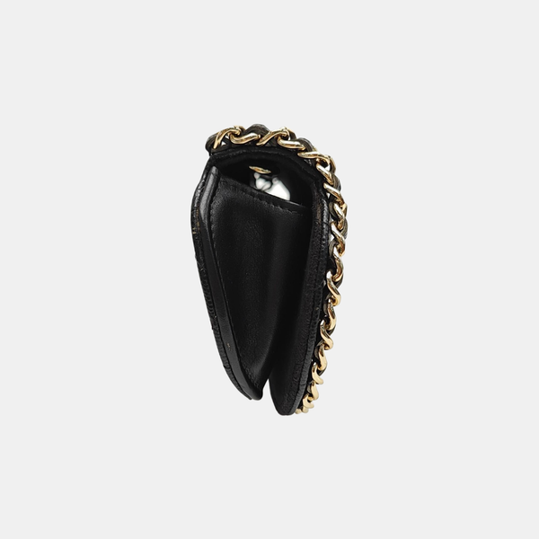 Quilted Grained Calfskin Crossbody Bag Black
