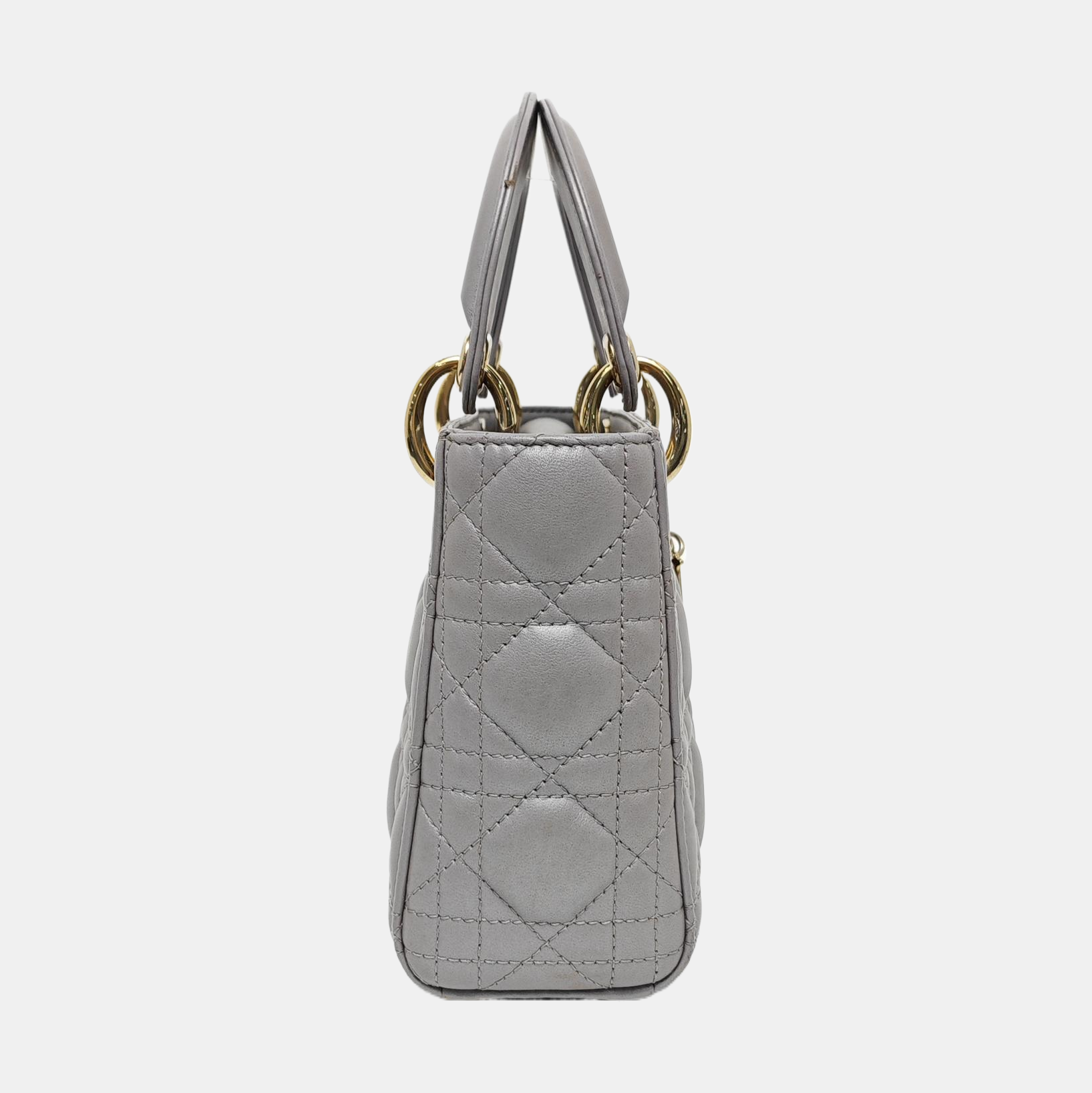 Authenticated pre-owned  Lady Dior Mini Cannage Lambskin Gray - Tote Bag at Looply