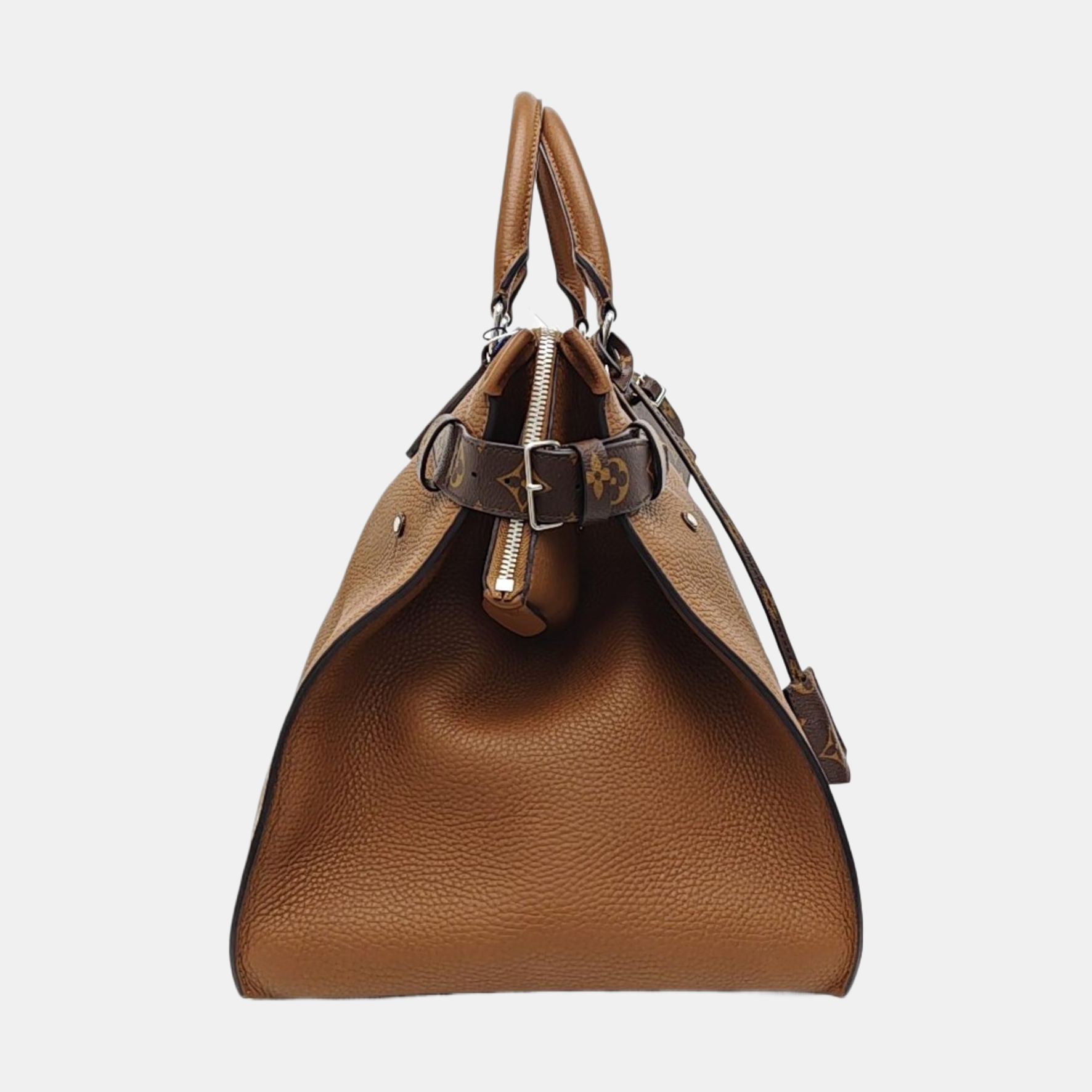 Monogram Calfskin Top Handle Bag Brown