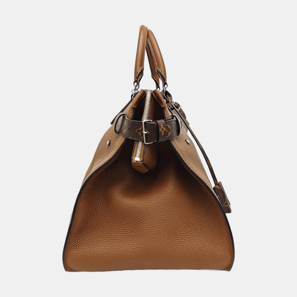 Monogram Calfskin Top Handle Bag Brown