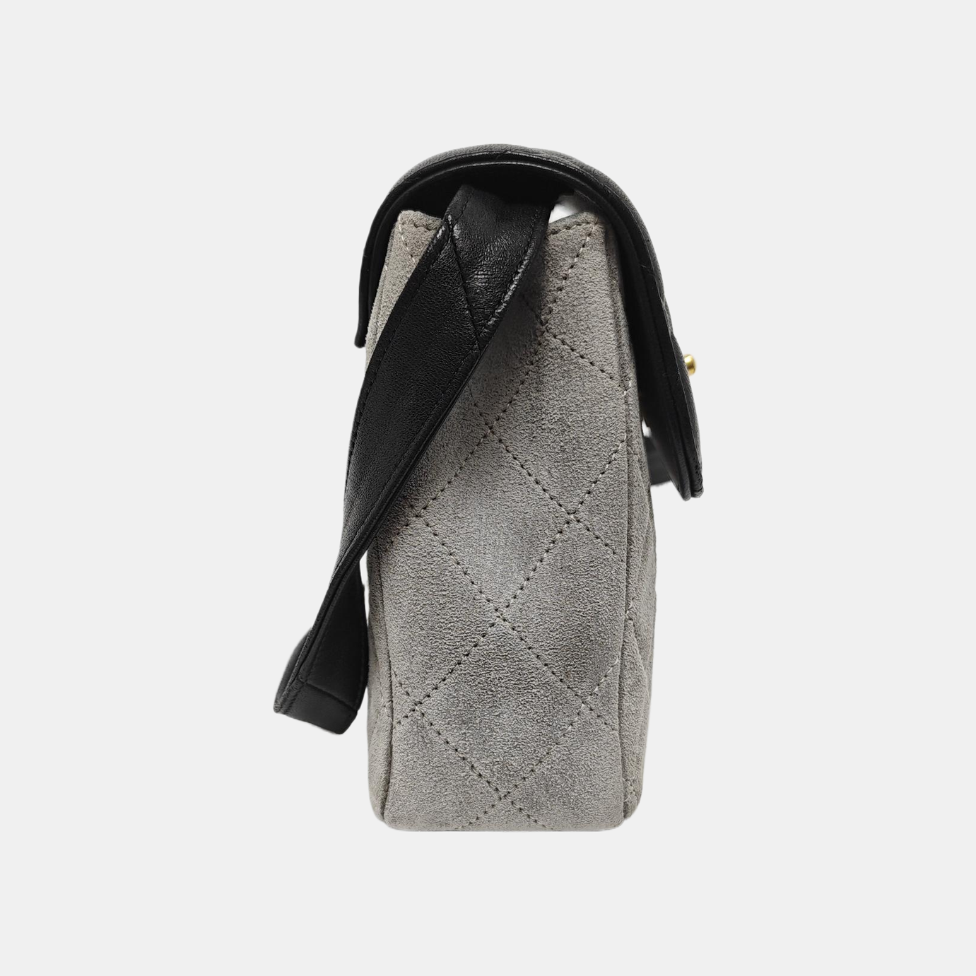BIJOUX FLAP Quilted Suede Gray