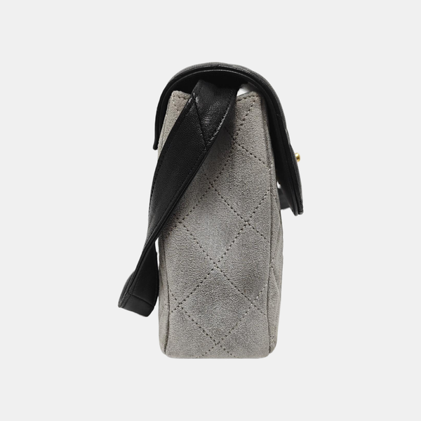 BIJOUX FLAP Quilted Suede Gray