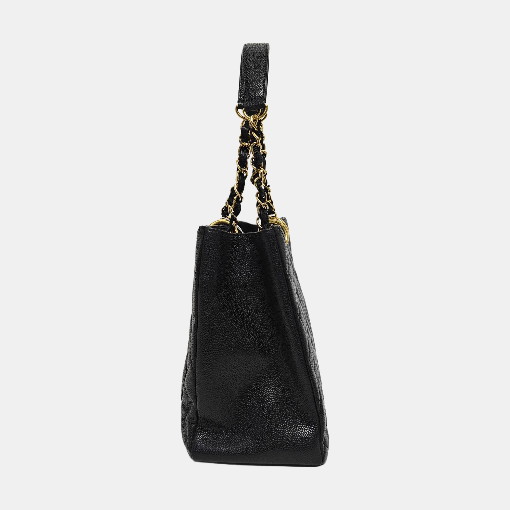 CHANEL GST Large Quilted Grained Calfskin Black