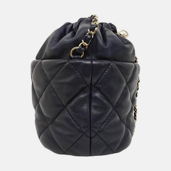 Quilted Lambskin Shoulder Bag Blue