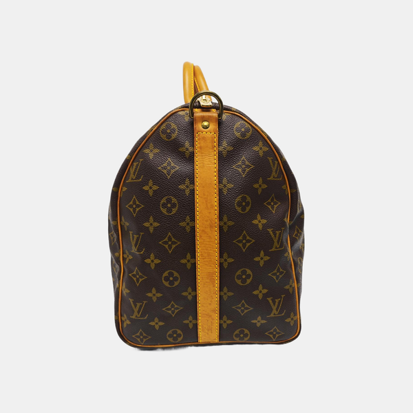 KEEPALL 50 Monogram Coated Canvas Brown