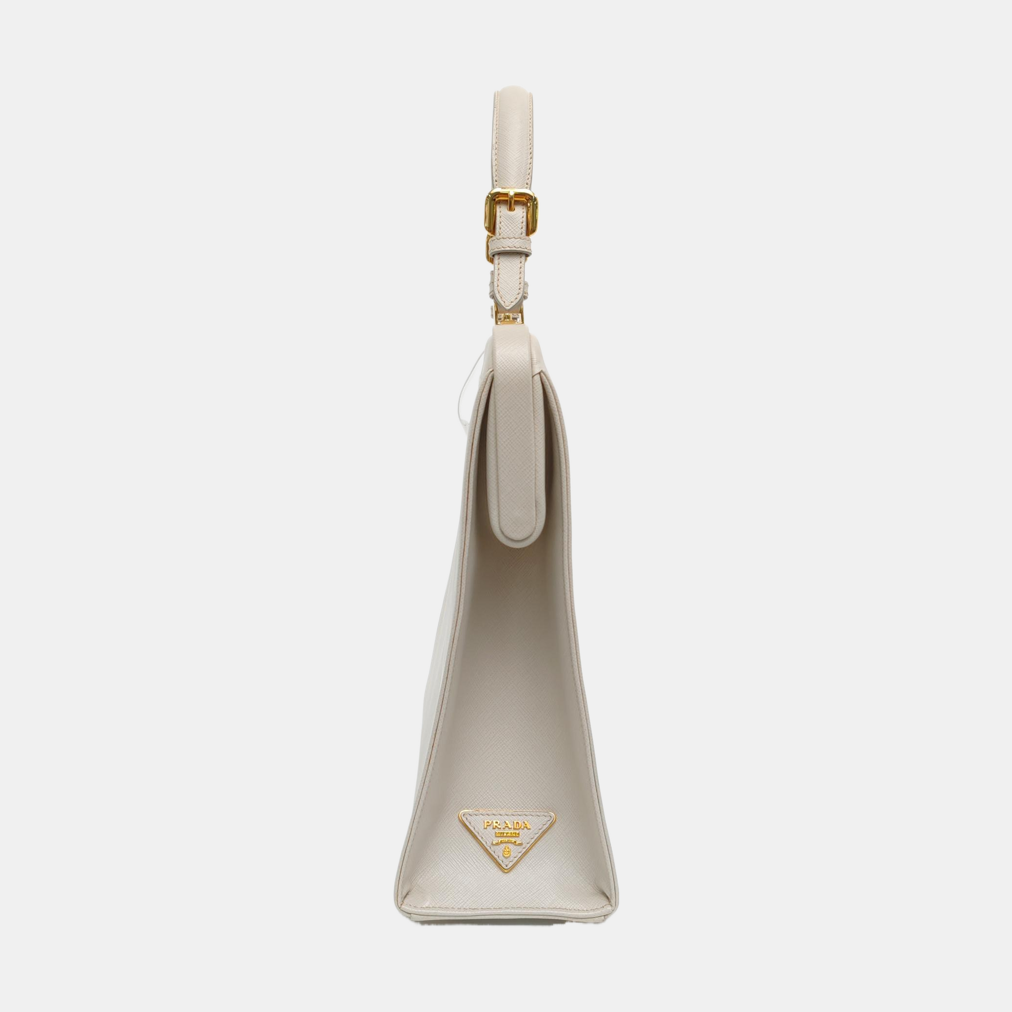Saffiano Calfskin Top Handle Bag White