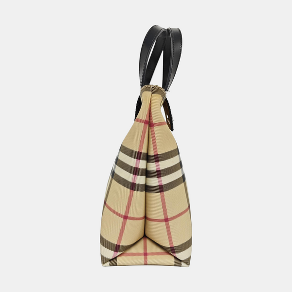 Coated Canvas Top Handle Bag Beige