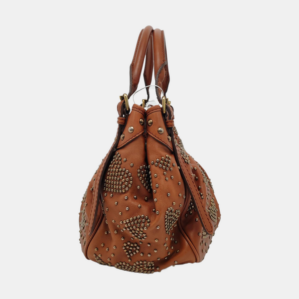 Calfskin Top Handle Bag Brown