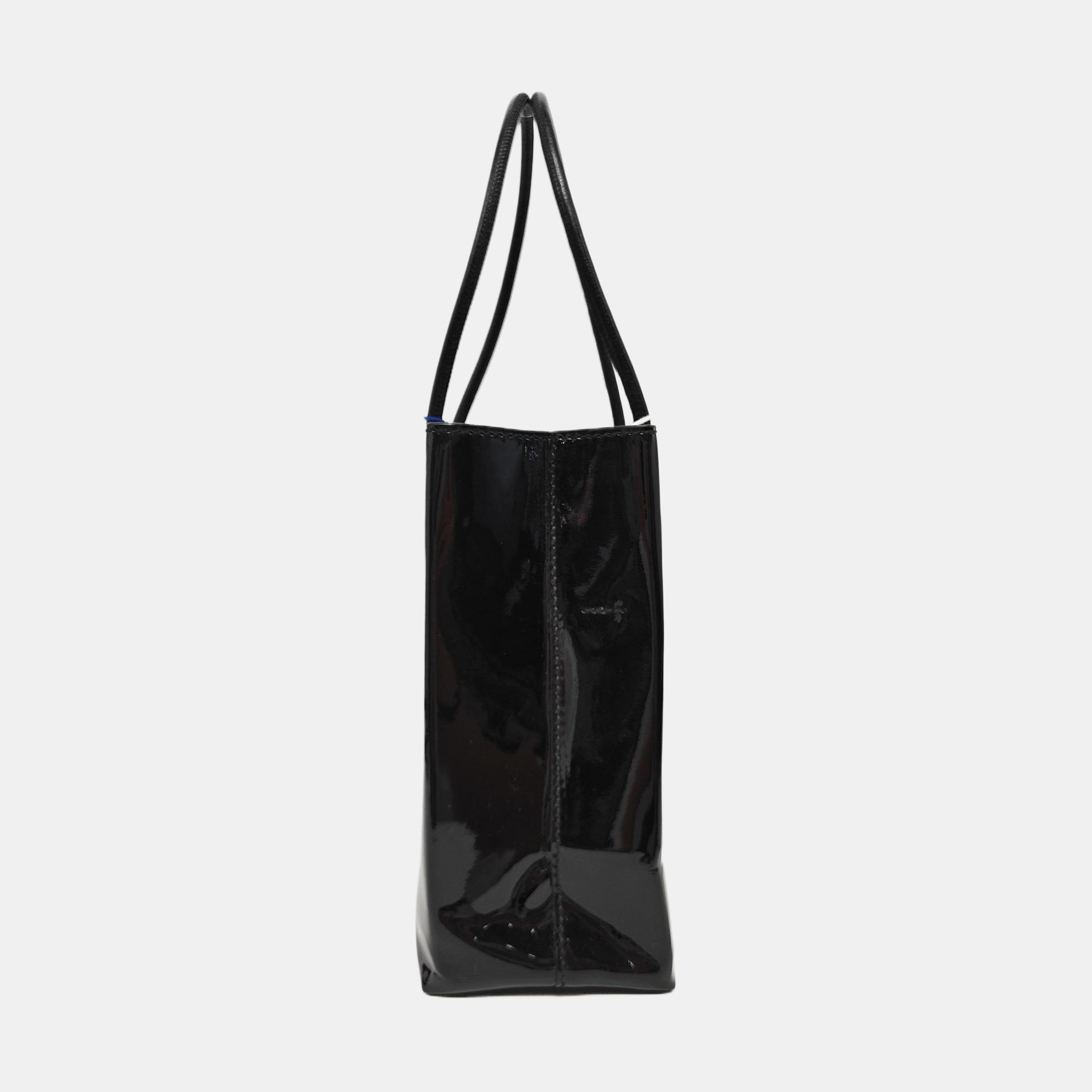Shopping Bag Super Mini Patent Leather Black