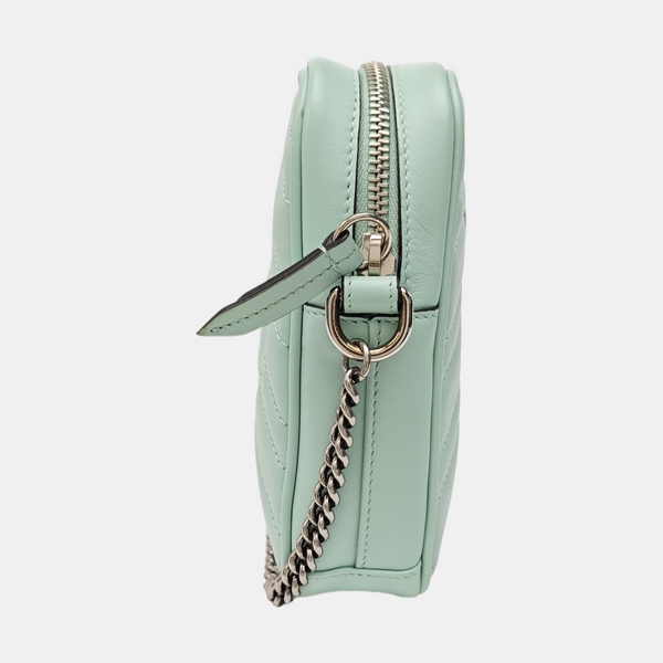 GG Marmont Mini Chevron Calfskin Green