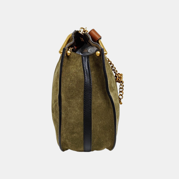 Quilted Suede Shoulder Bag Green