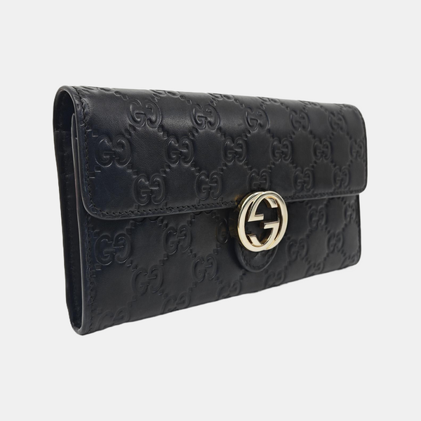 Interlocking G Small Monogram Calfskin Black Wallet
