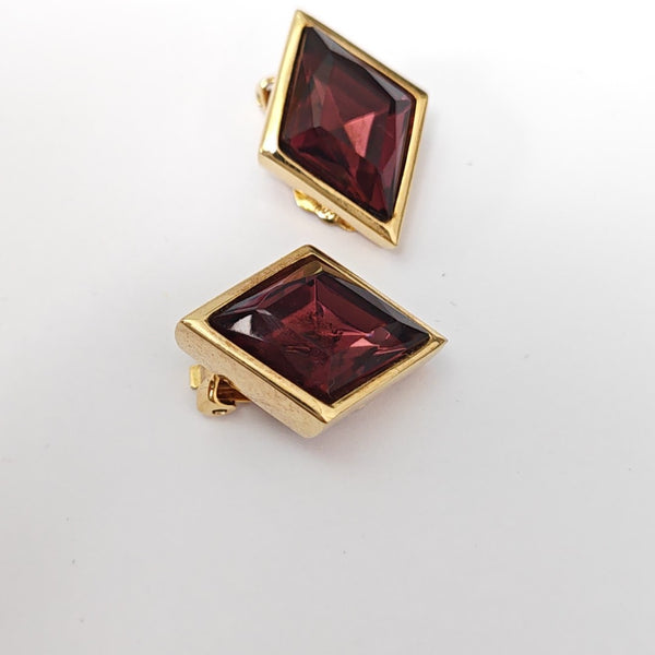 Metal Purple Clip On Earrings