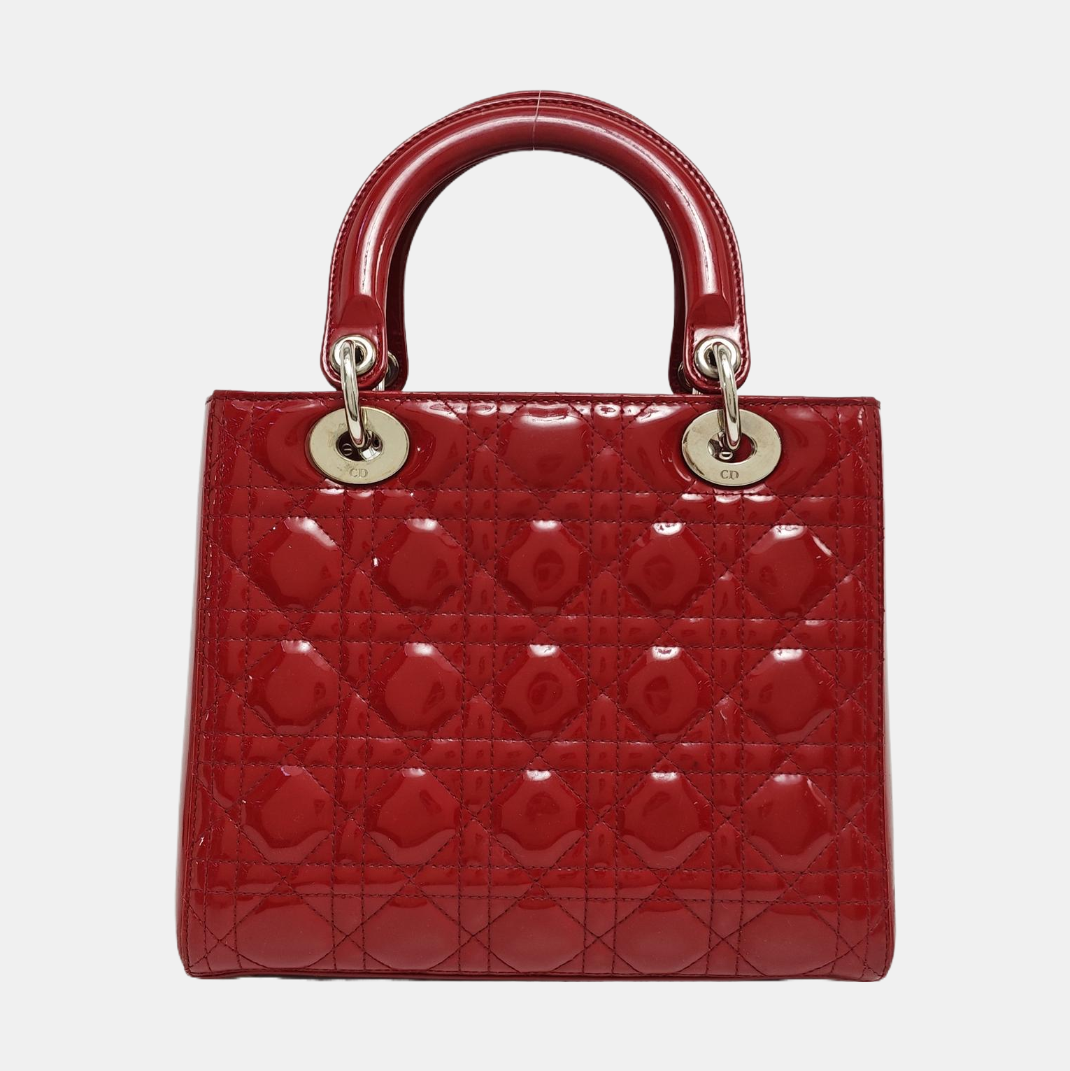 Lady Dior Medium Quilted Patent Leather Red