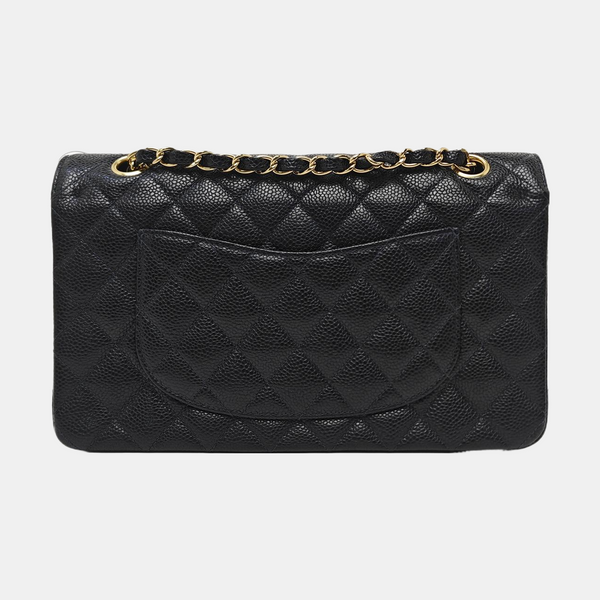 CLASSIC FLAP Medium Quilted Grained Calfskin Black