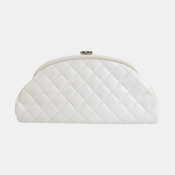 Quilted Lambskin Clutch White