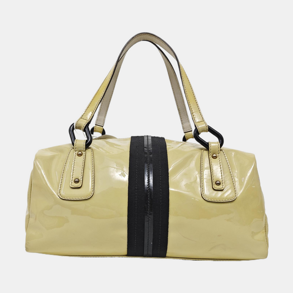 Patent Leather Top Handle Bag Yellow