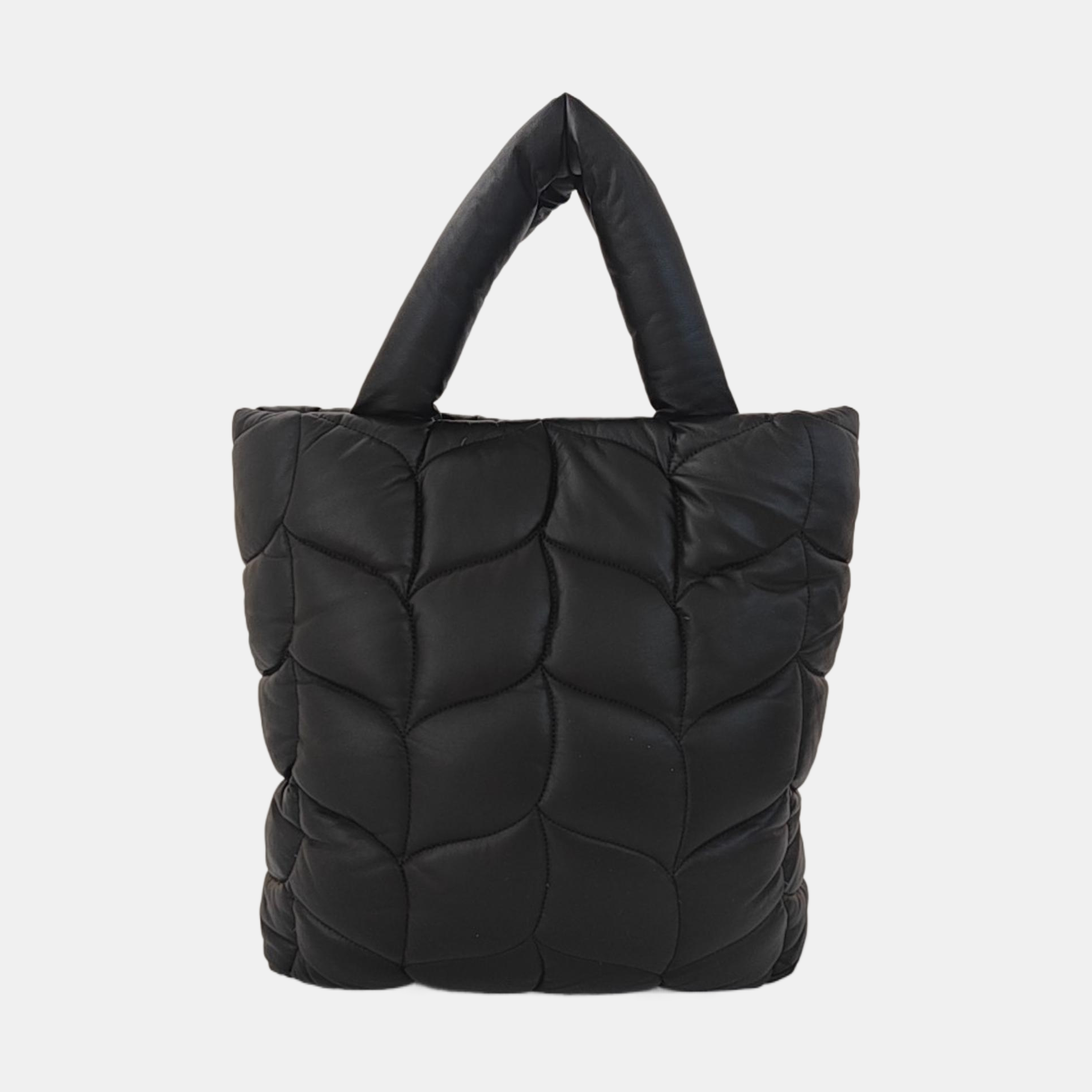 Quilted Leather Top Handle Bag Black