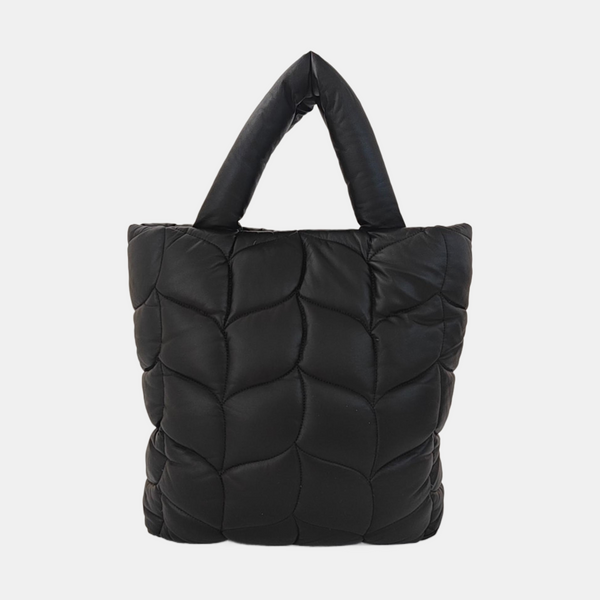 Quilted Leather Top Handle Bag Black