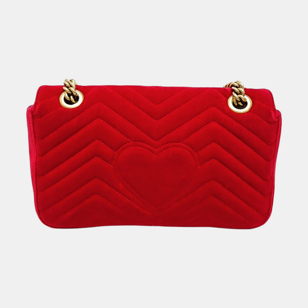 GG Marmont Medium Quilted Velvet Red
