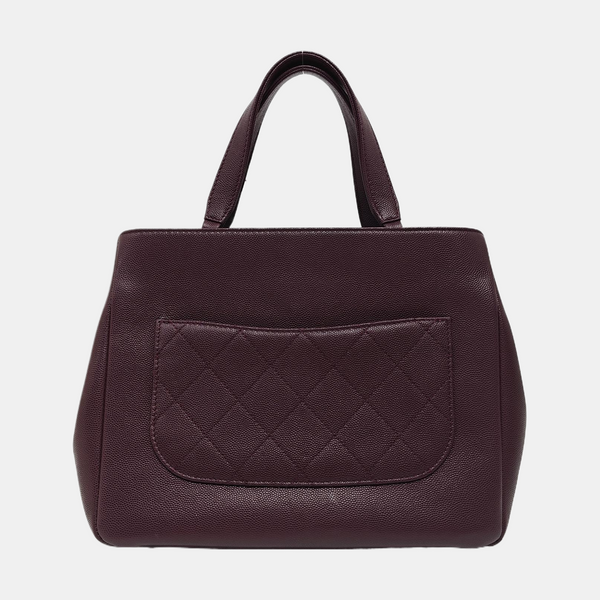 Quilted Grained Calfskin Shoulder Bag Red