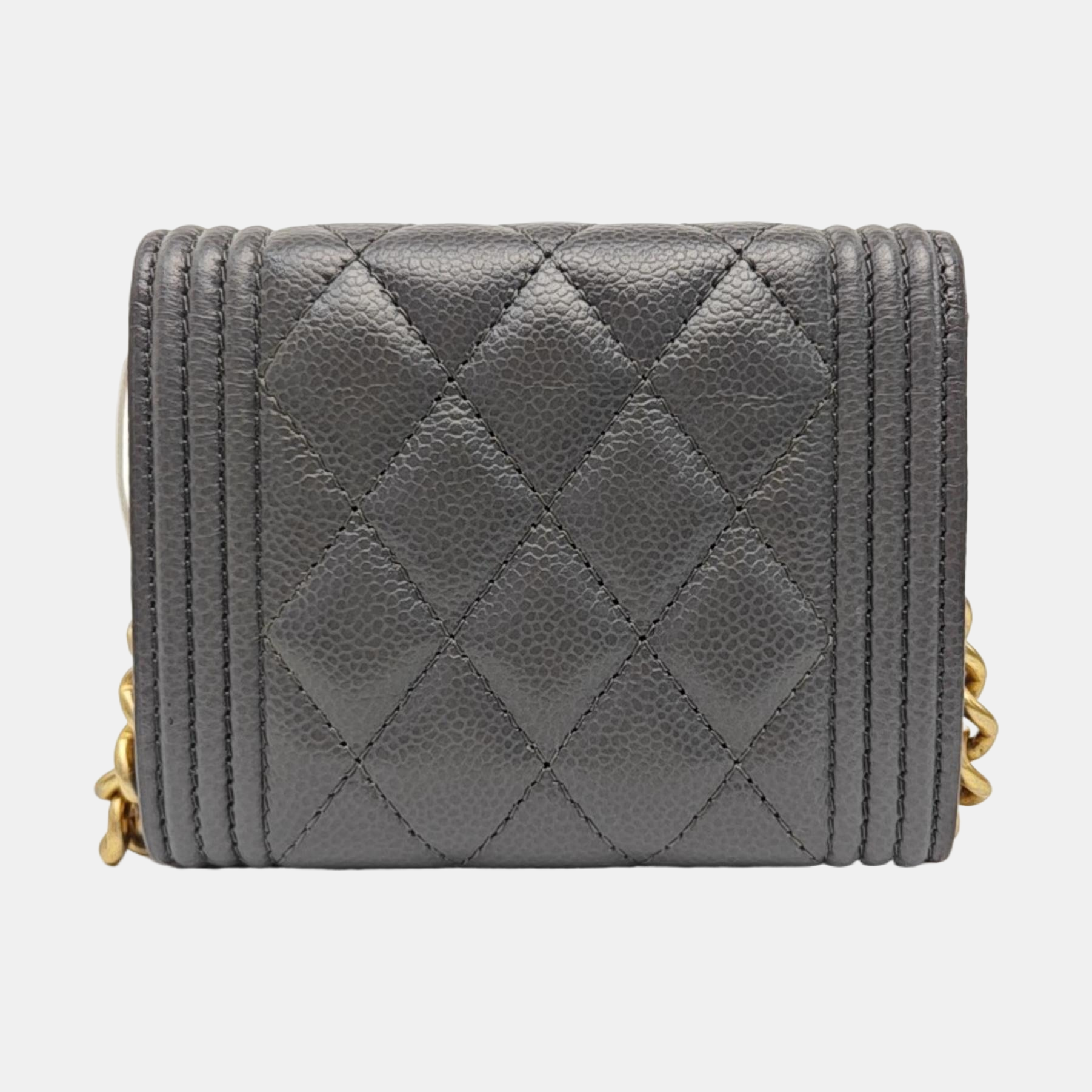 BOY CHANEL Quilted Grained Calfskin Gray