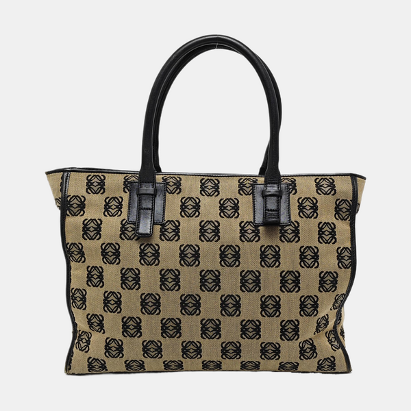 Monogram Canvas Tote Bag Beige