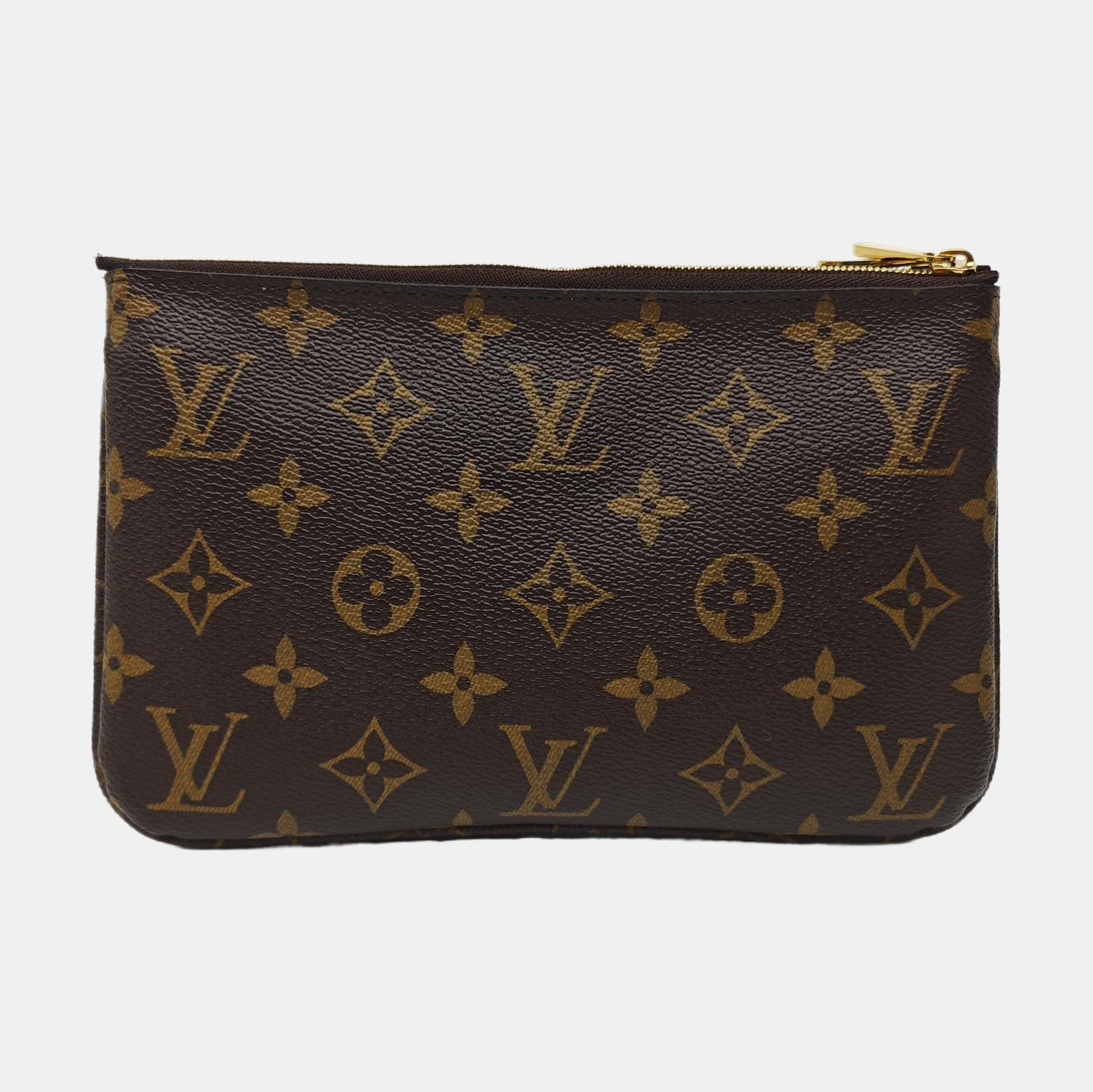 DOUBLE ZIP Monogram Coated Canvas Brown