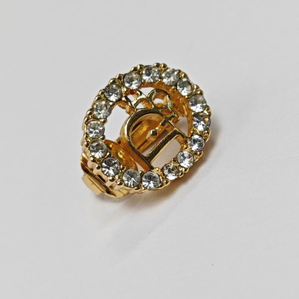 Dior Oblique Metal Gold Clip On Earrings