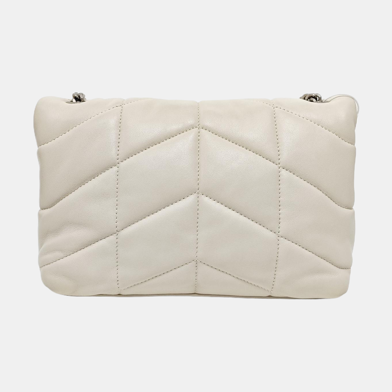 PUFFER Mini Chevron Lambskin White