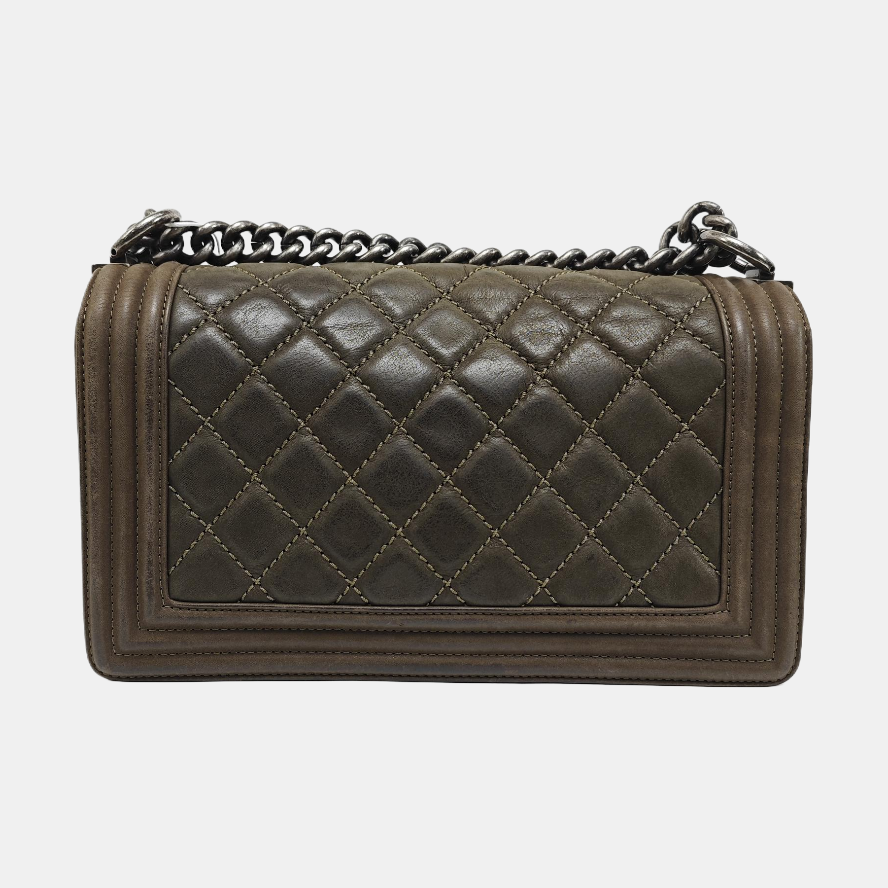BOY CHANEL Medium Quilted Calfskin Gray