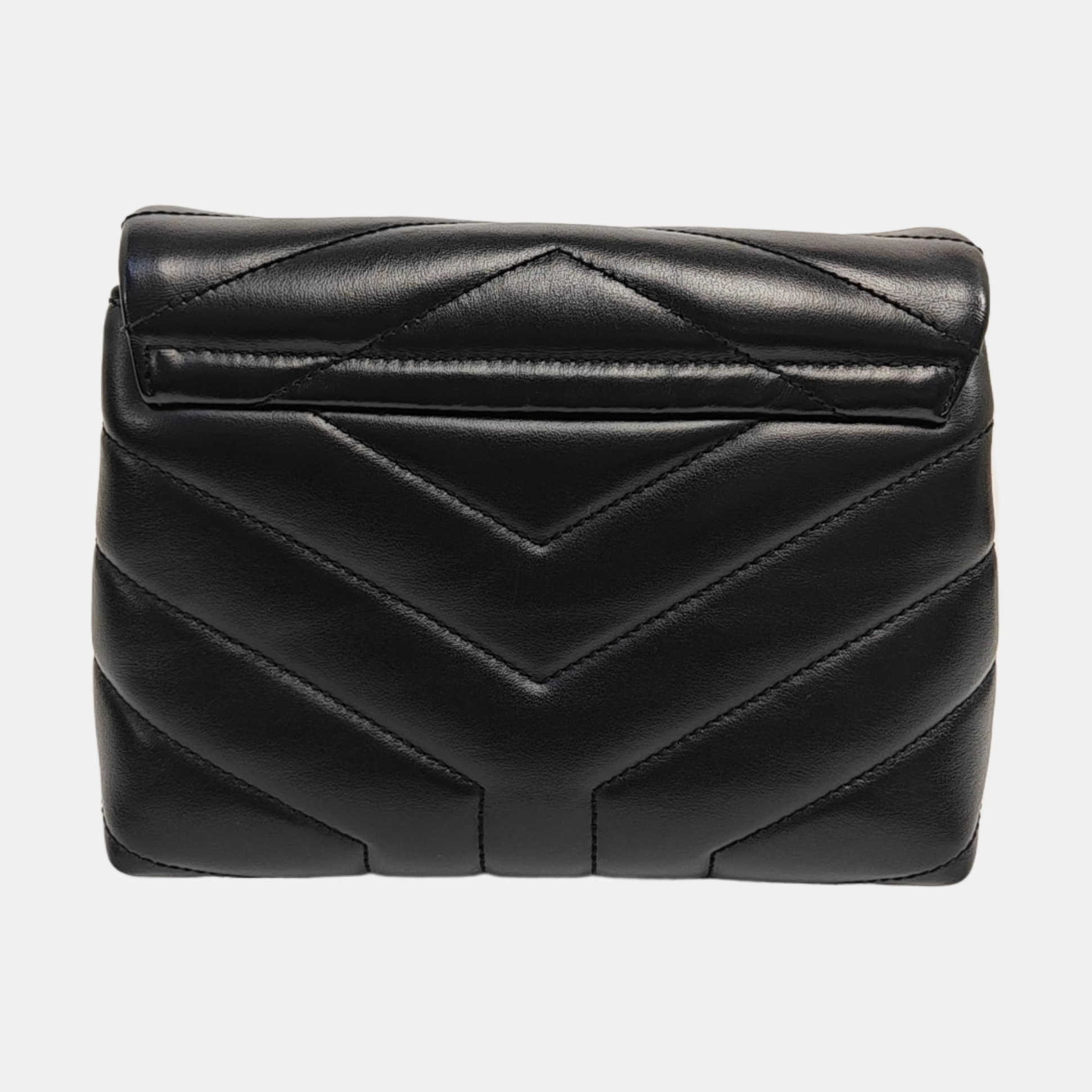 LOULOU Extra Small Chevron Calfskin Black