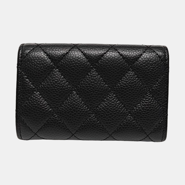 CLASSIC FLAP Quilted Grained Calfskin Black Wallet