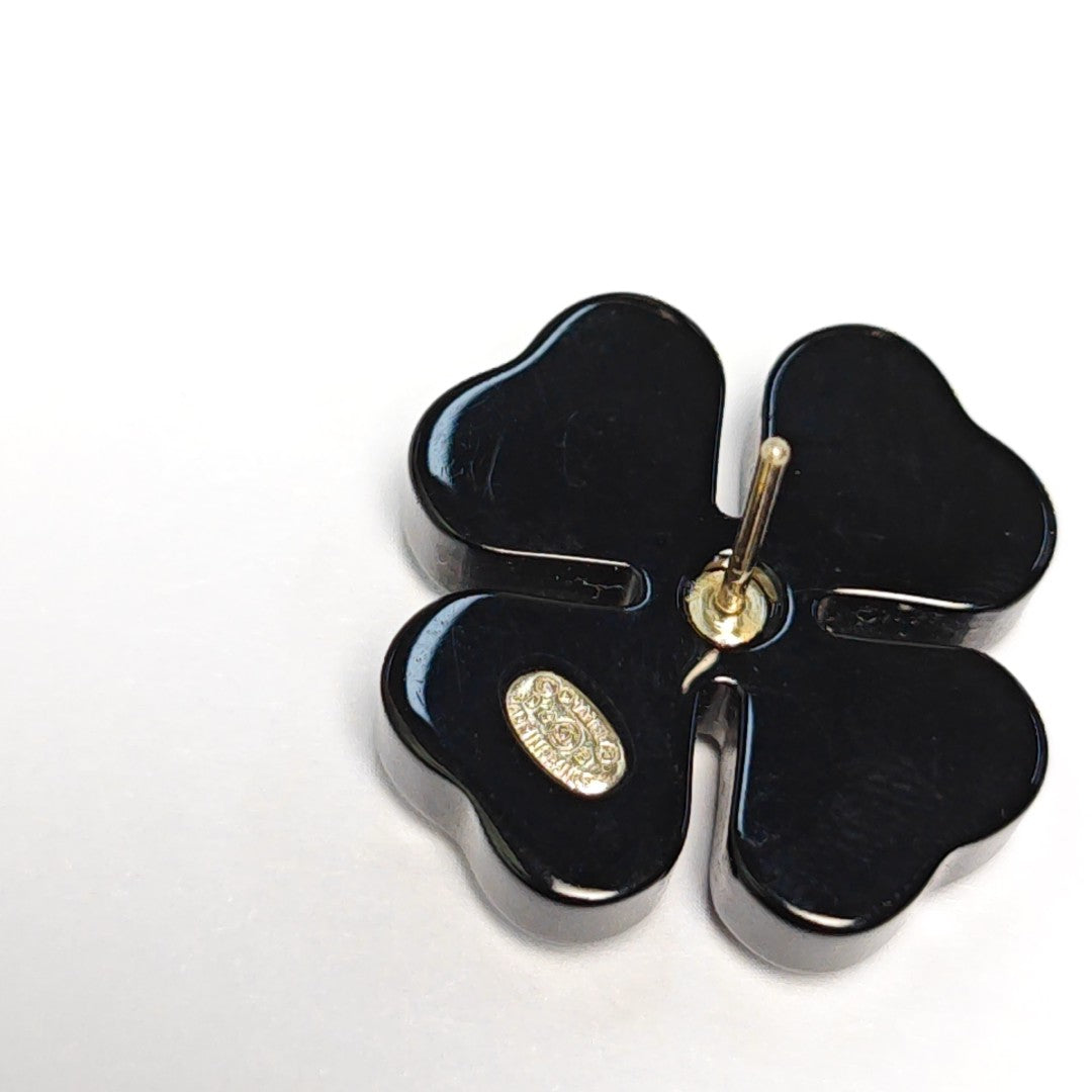 Synthetic Material Black Stud Earrings