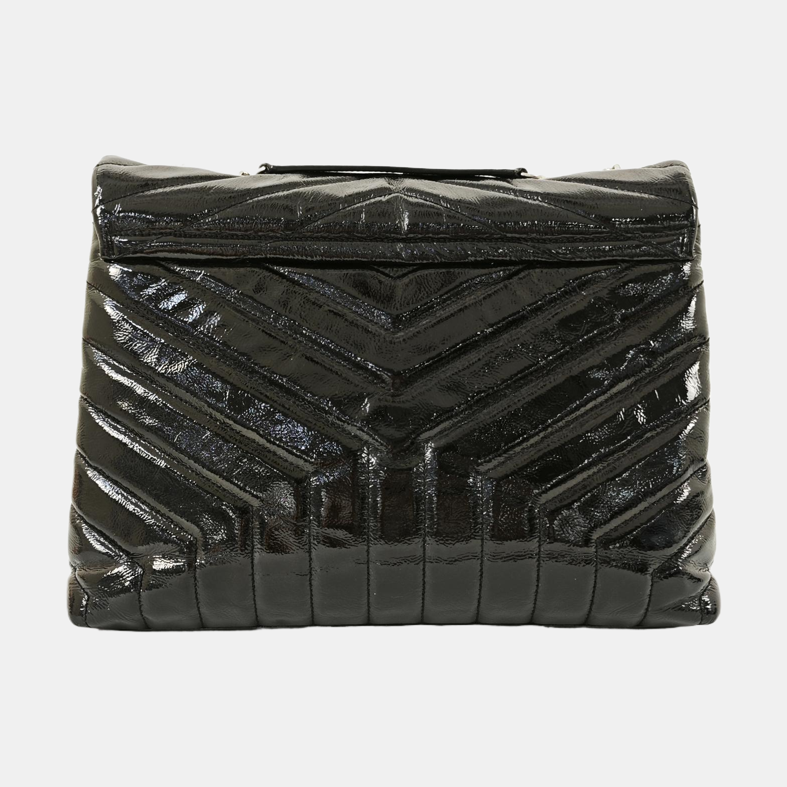LOULOU Medium Chevron Patent Leather Black