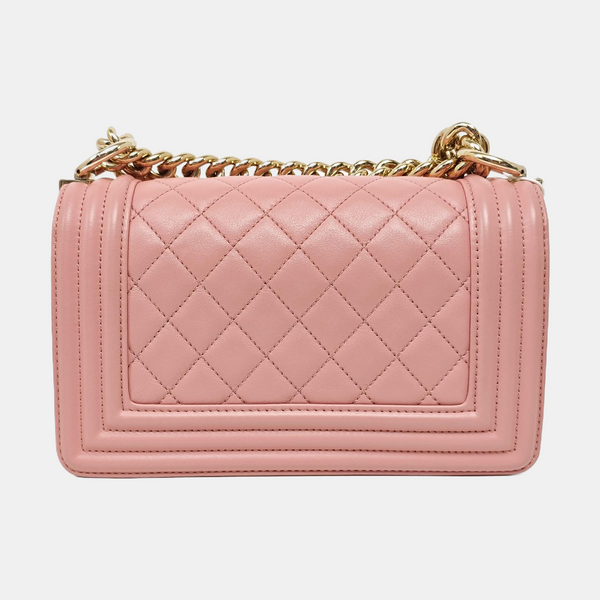 BOY CHANEL Small Quilted Calfskin Pink