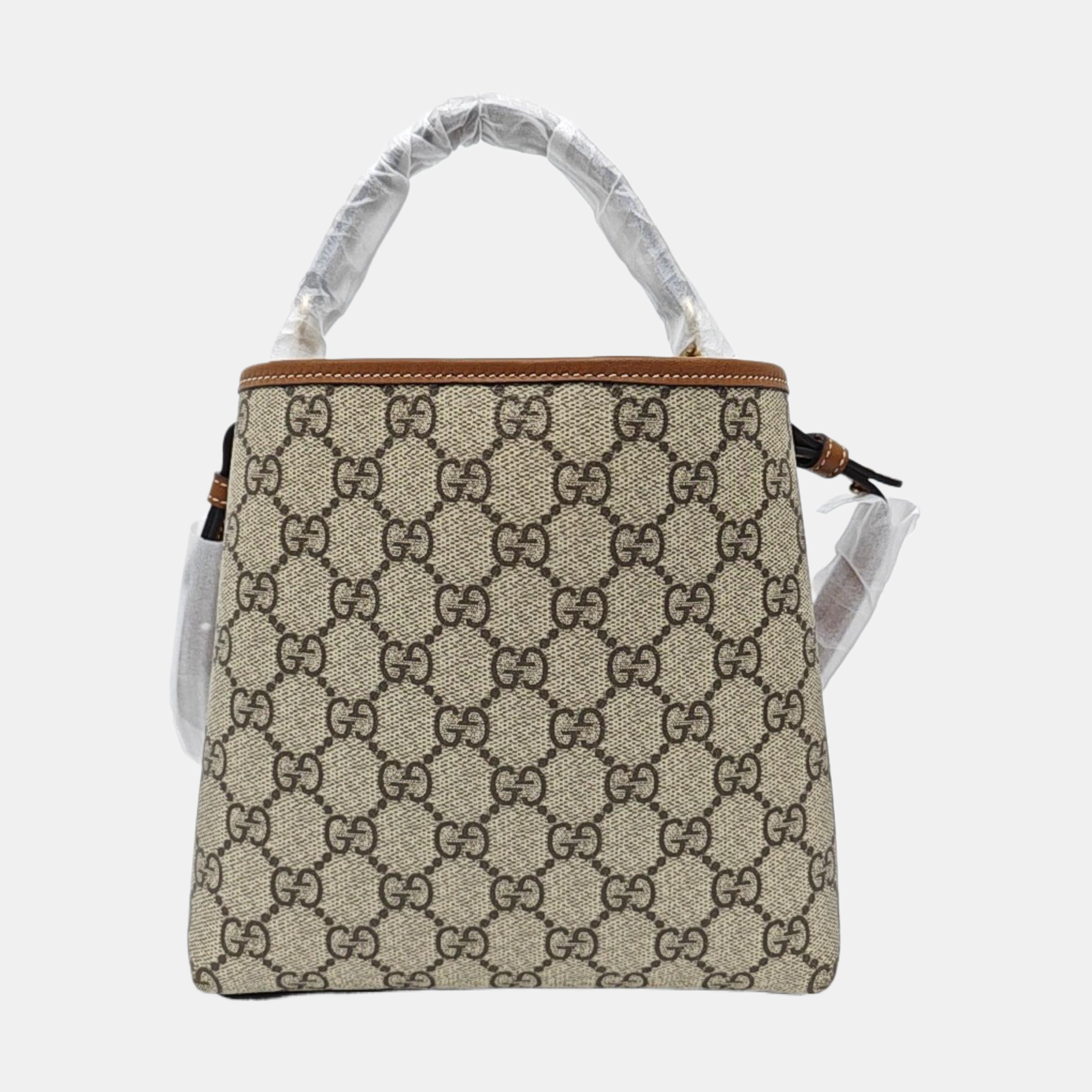 GG Emblem Monogram Coated Canvas Beige
