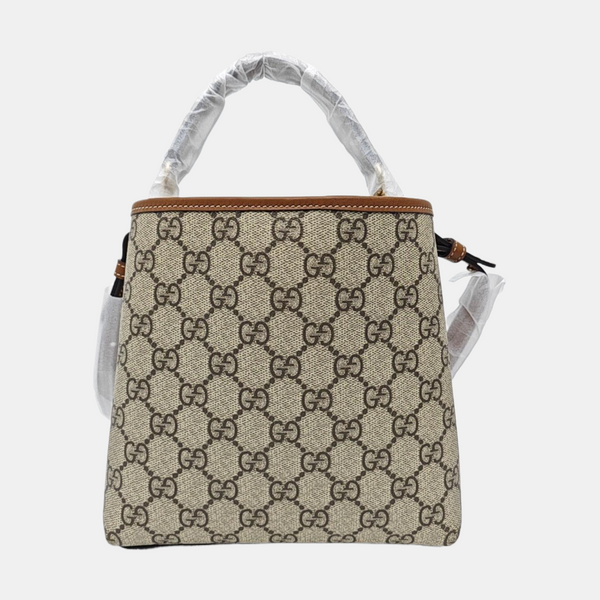 GG Emblem Monogram Coated Canvas Beige