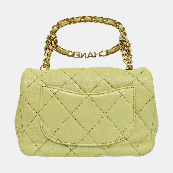 Authenticated pre-owned  CLASSIC FLAP Mini Quilted Lambskin Green - Shoulder Bag at Looply