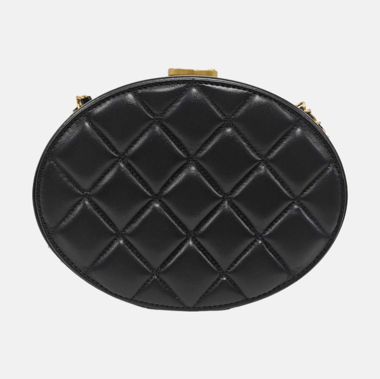 ROUND Quilted Lambskin Black
