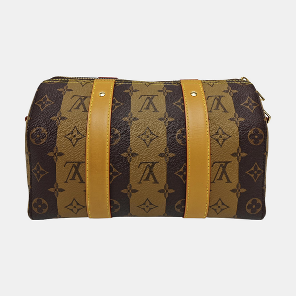 KEEPALL Monogram Coated Canvas Brown