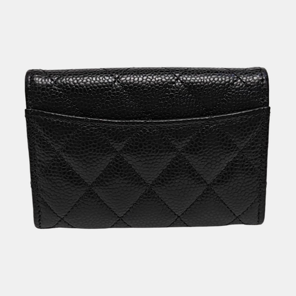 CLASSIC FLAP Quilted Grained Calfskin Black Wallet