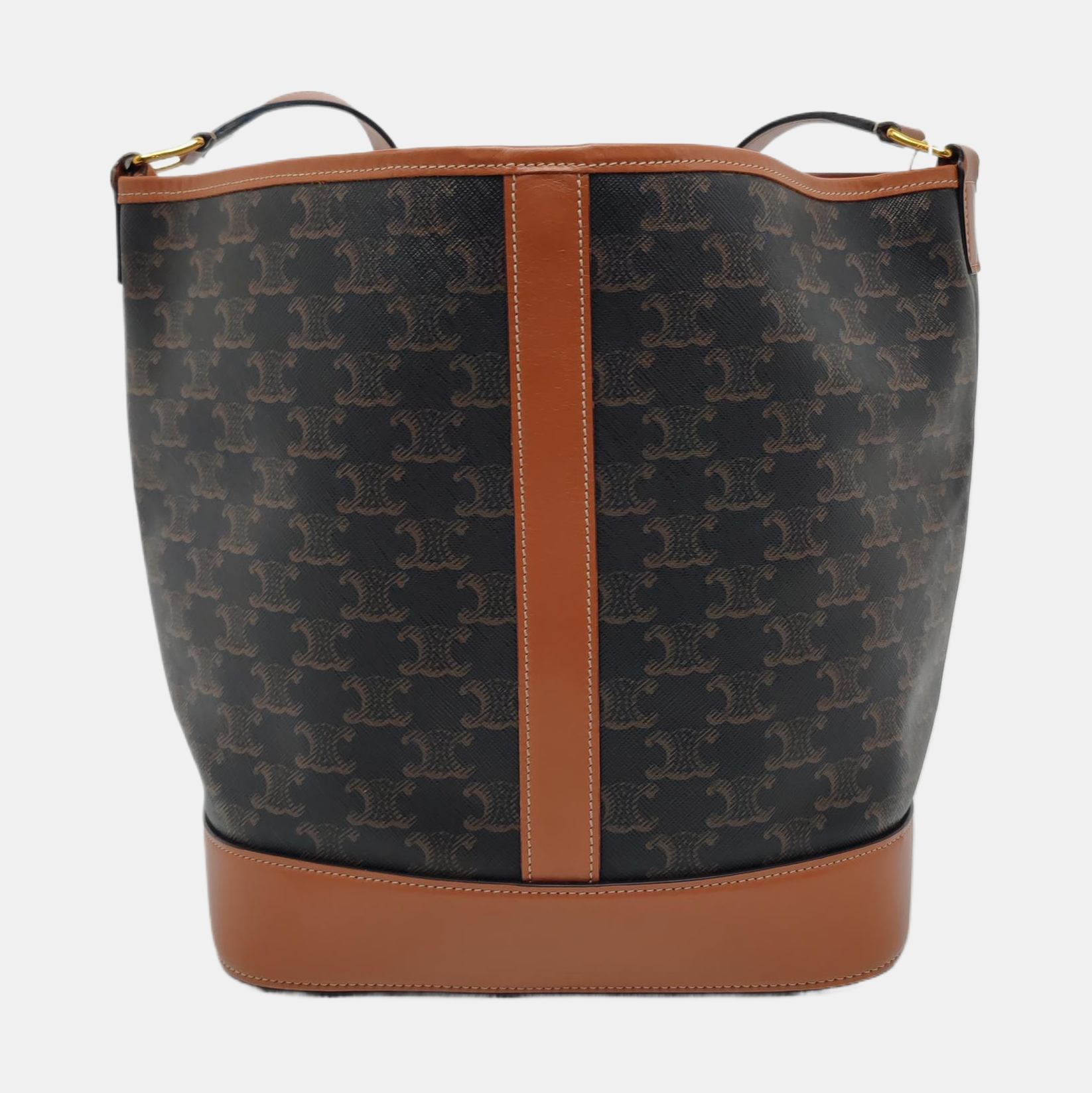 Authenticated pre-owned  TRIOMPHE CANVAS Medium Coated Canvas Brown - Bucket Bag at Looply