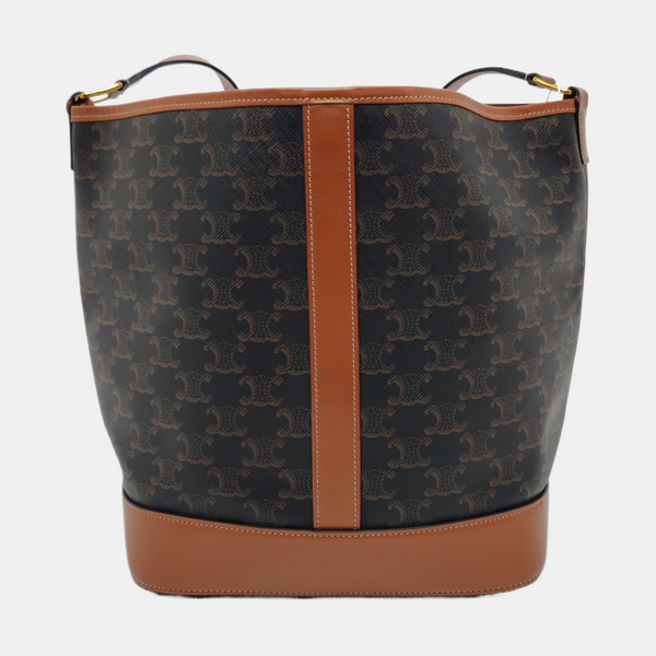 Authenticated pre-owned  TRIOMPHE CANVAS Medium Coated Canvas Brown - Bucket Bag at Looply